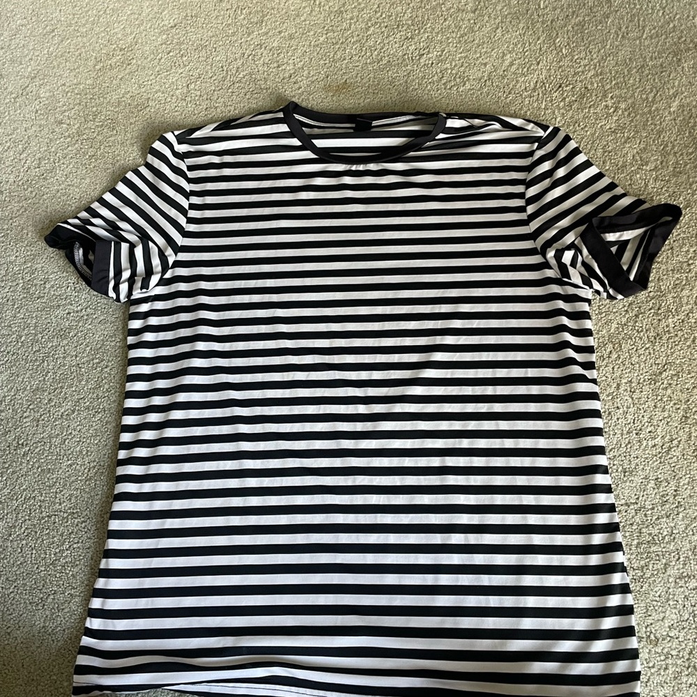 Black and White Striped Men's Dri-fit Tee